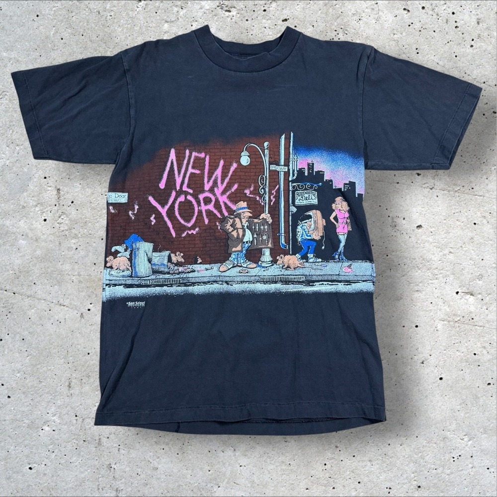 Vintage 1989 San Segal New York Street City Comic T Shirt Mens L Oneita Single